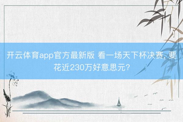 开云体育app官方最新版 看一场天下杯决赛, 要花近230万好意思元?